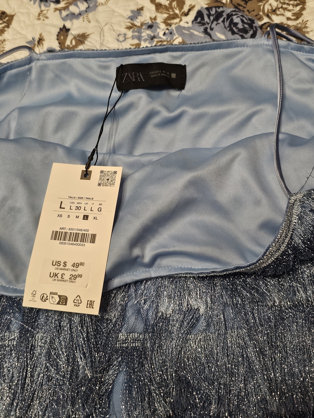 NWT Zara Fringe Blue Dress - Picture 3 of 5